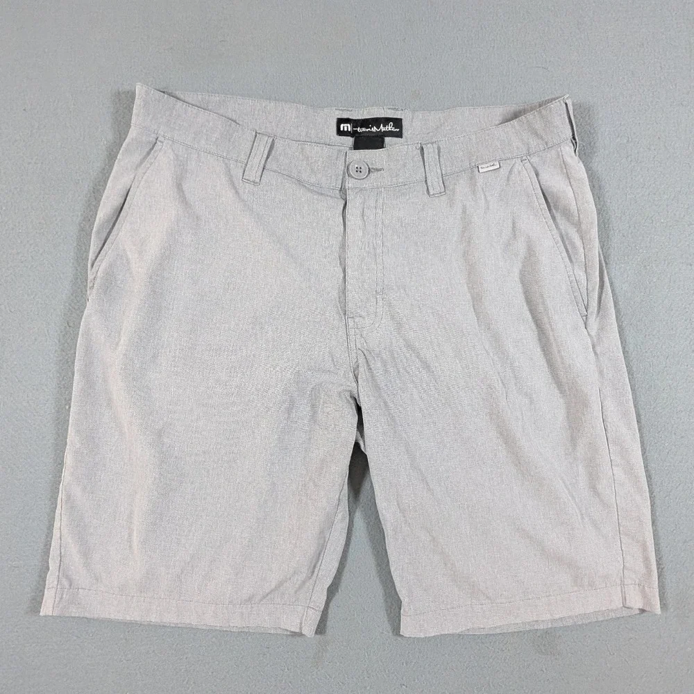 Travis Mathew Golf Shorts Mens Size 34 Gray Heather Performance Stretch Casual